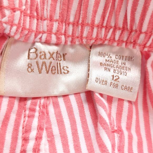 Baxter & Wells Capri Pants Size 12 Stripe Cotton, Natural Fabric, Summer Pants - Picture 4 of 4